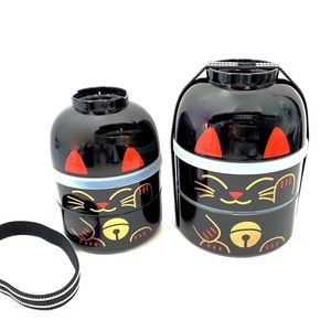 Kokeshi bento Kawaii cat black